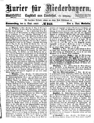 Kurier für Niederbayern Donnerstag 3. September 1857