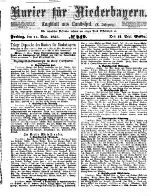 Kurier für Niederbayern Freitag 11. September 1857