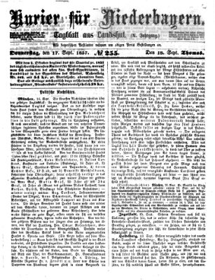 Kurier für Niederbayern Donnerstag 17. September 1857