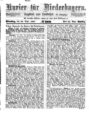 Kurier für Niederbayern Dienstag 22. September 1857