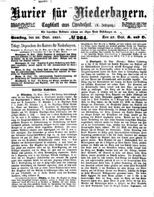 Kurier für Niederbayern Samstag 26. September 1857