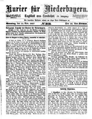 Kurier für Niederbayern Sonntag 15. November 1857