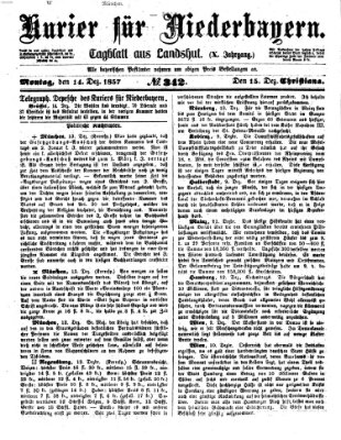 Kurier für Niederbayern Montag 14. Dezember 1857