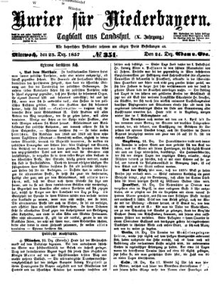 Kurier für Niederbayern Mittwoch 23. Dezember 1857