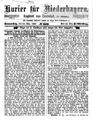 Kurier für Niederbayern Donnerstag 24. Dezember 1857