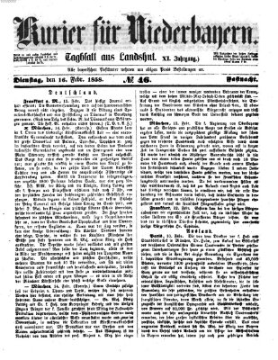 Kurier für Niederbayern Dienstag 16. Februar 1858