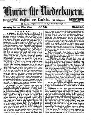 Kurier für Niederbayern Samstag 20. Februar 1858