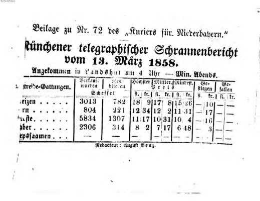 Kurier für Niederbayern Sonntag 14. März 1858