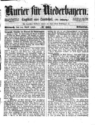 Kurier für Niederbayern Mittwoch 14. April 1858