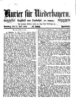 Kurier für Niederbayern Samstag 31. Juli 1858