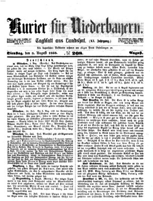 Kurier für Niederbayern Dienstag 3. August 1858