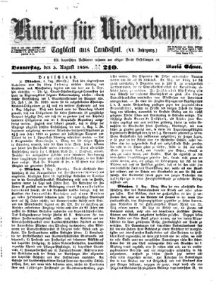 Kurier für Niederbayern Donnerstag 5. August 1858