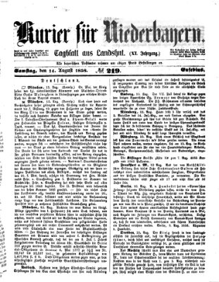 Kurier für Niederbayern Samstag 14. August 1858