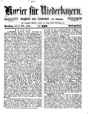 Kurier für Niederbayern Samstag 2. Oktober 1858