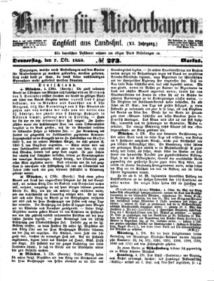 Kurier für Niederbayern Donnerstag 7. Oktober 1858