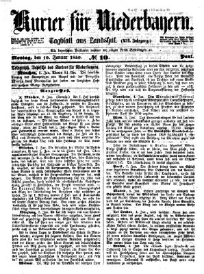Kurier für Niederbayern Montag 10. Januar 1859
