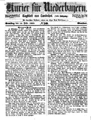 Kurier für Niederbayern Samstag 19. Februar 1859