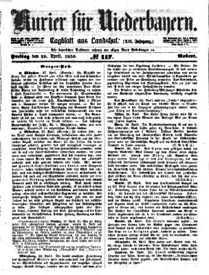Kurier für Niederbayern Freitag 29. April 1859