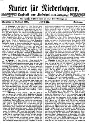 Kurier für Niederbayern Samstag 11. August 1860