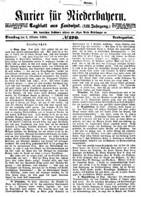 Kurier für Niederbayern Dienstag 2. Oktober 1860