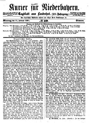 Kurier für Niederbayern Montag 18. Februar 1861
