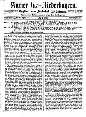 Kurier für Niederbayern Donnerstag 18. April 1861