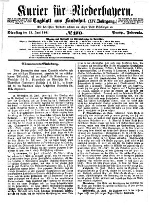 Kurier für Niederbayern Dienstag 25. Juni 1861