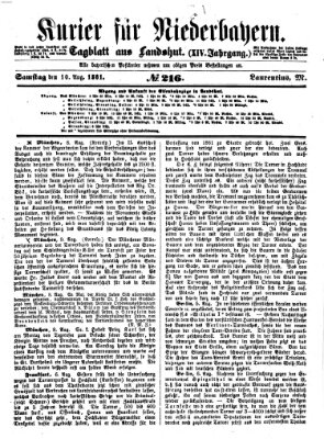Kurier für Niederbayern Samstag 10. August 1861