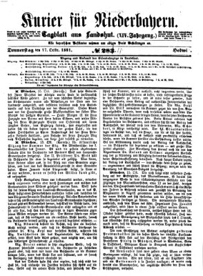 Kurier für Niederbayern Donnerstag 17. Oktober 1861