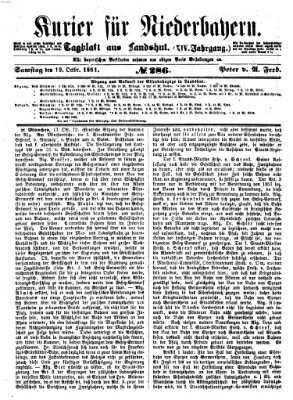 Kurier für Niederbayern Samstag 19. Oktober 1861