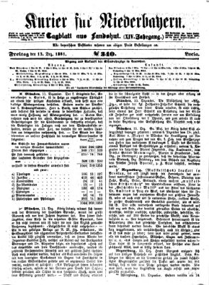 Kurier für Niederbayern Freitag 13. Dezember 1861