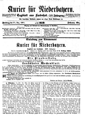 Kurier für Niederbayern Freitag 27. Dezember 1861
