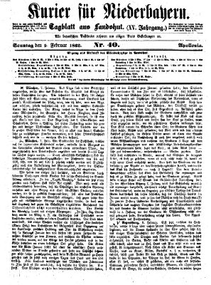 Kurier für Niederbayern Sonntag 9. Februar 1862