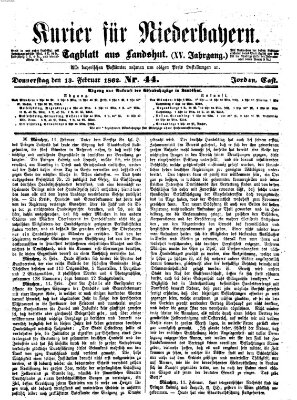 Kurier für Niederbayern Donnerstag 13. Februar 1862