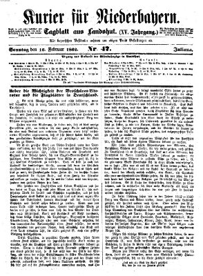Kurier für Niederbayern Sonntag 16. Februar 1862