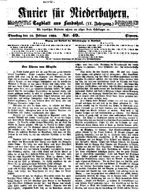 Kurier für Niederbayern Dienstag 18. Februar 1862