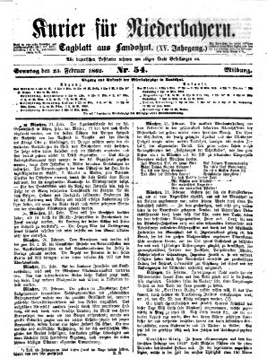 Kurier für Niederbayern Sonntag 23. Februar 1862