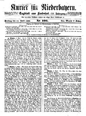 Kurier für Niederbayern Freitag 11. April 1862