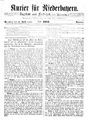 Kurier für Niederbayern Sonntag 13. April 1862
