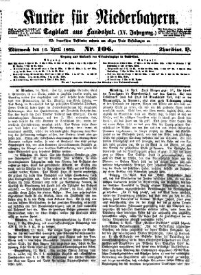 Kurier für Niederbayern Mittwoch 16. April 1862