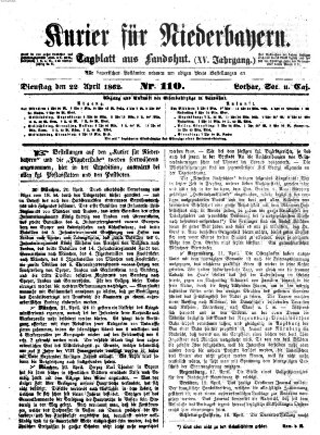 Kurier für Niederbayern Dienstag 22. April 1862