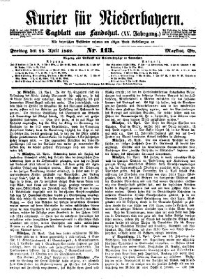 Kurier für Niederbayern Freitag 25. April 1862