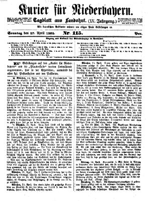 Kurier für Niederbayern Sonntag 27. April 1862