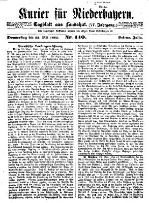 Kurier für Niederbayern Donnerstag 22. Mai 1862