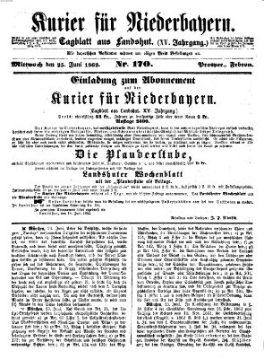 Kurier für Niederbayern Mittwoch 25. Juni 1862