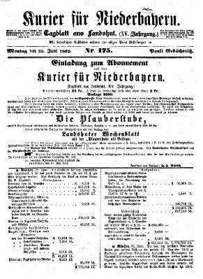 Kurier für Niederbayern Montag 30. Juni 1862