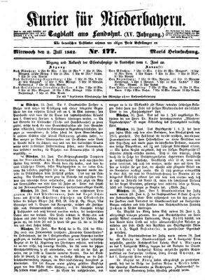 Kurier für Niederbayern Mittwoch 2. Juli 1862