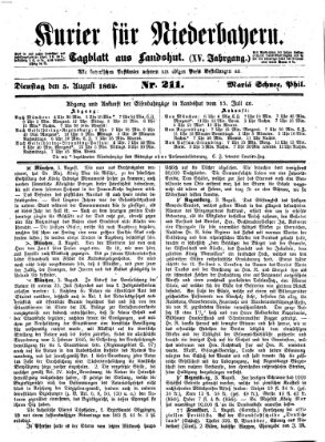 Kurier für Niederbayern Dienstag 5. August 1862