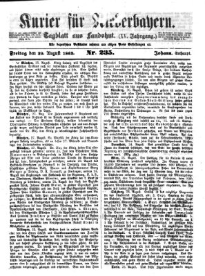 Kurier für Niederbayern Freitag 29. August 1862