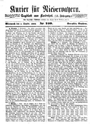 Kurier für Niederbayern Mittwoch 3. September 1862